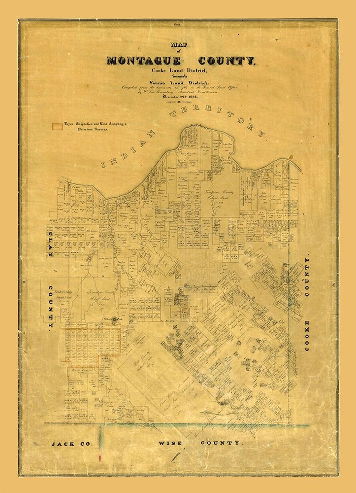 Montague County Texas - Rosenberg 1858 art print by Rosenberg for $57.95 CAD