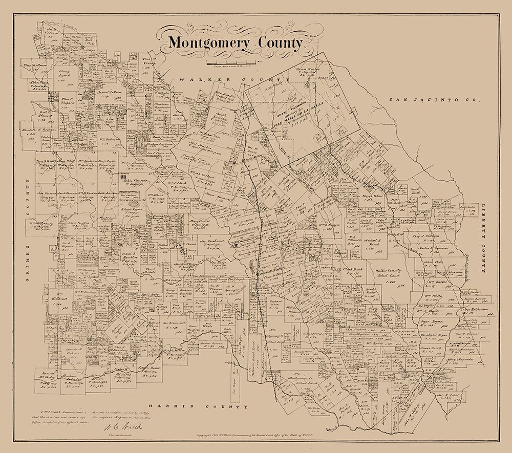 Montgomery County Texas - Walsh 1880 art print by Walsh for $57.95 CAD
