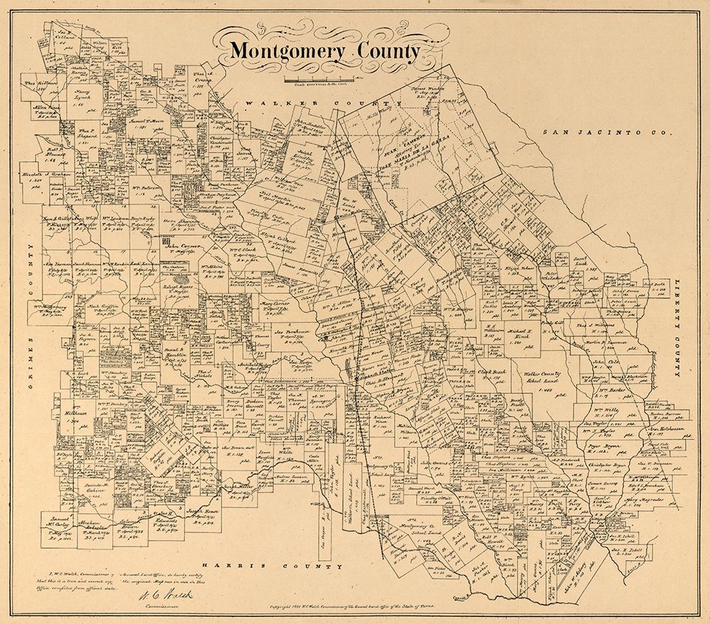 Montgomery County Texas - Walsh 1880 art print by Walsh for $57.95 CAD