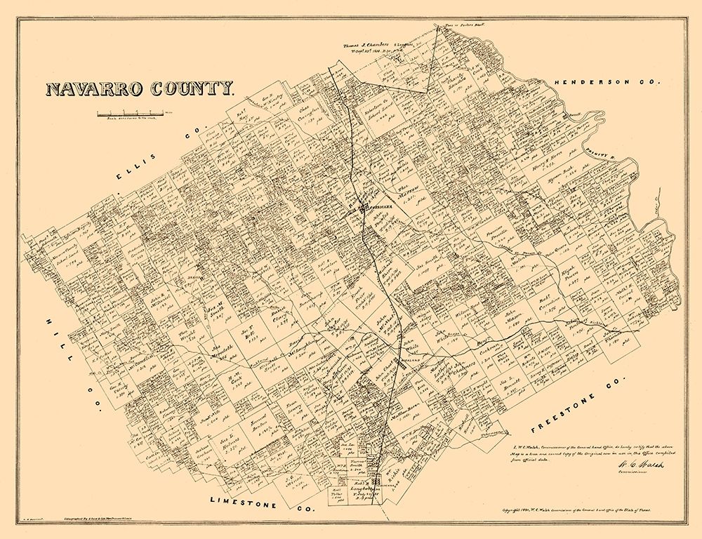 Navarro County Texas - Walsh 1880 art print by Walsh for $57.95 CAD