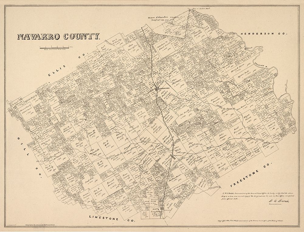 Navarro County Texas - Walsh 1880 art print by Walsh for $57.95 CAD
