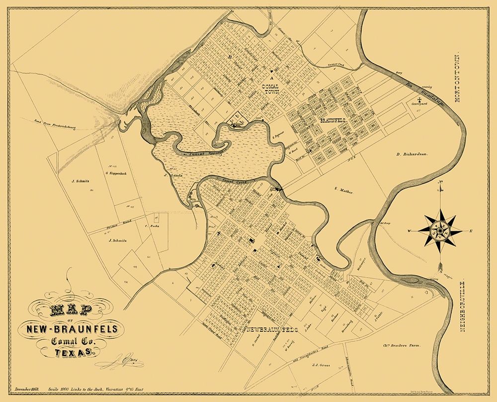 New Braunfels Texas Landowner - Groos 1868 art print by Groos for $57.95 CAD