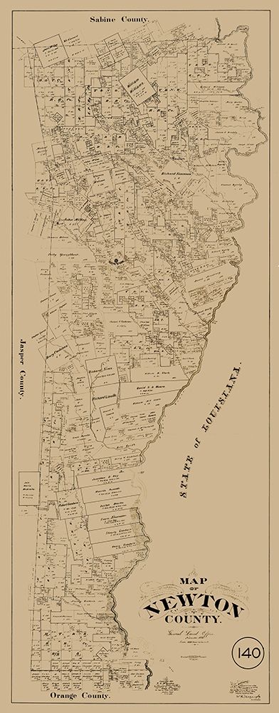 Newton County Texas - McGaughey 1893 art print by McGaughey for $57.95 CAD