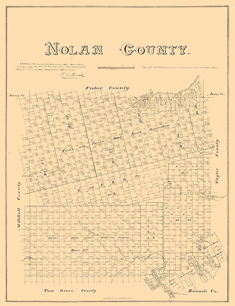 Nolan County Texas - Walsh 1880 art print by Walsh for $57.95 CAD