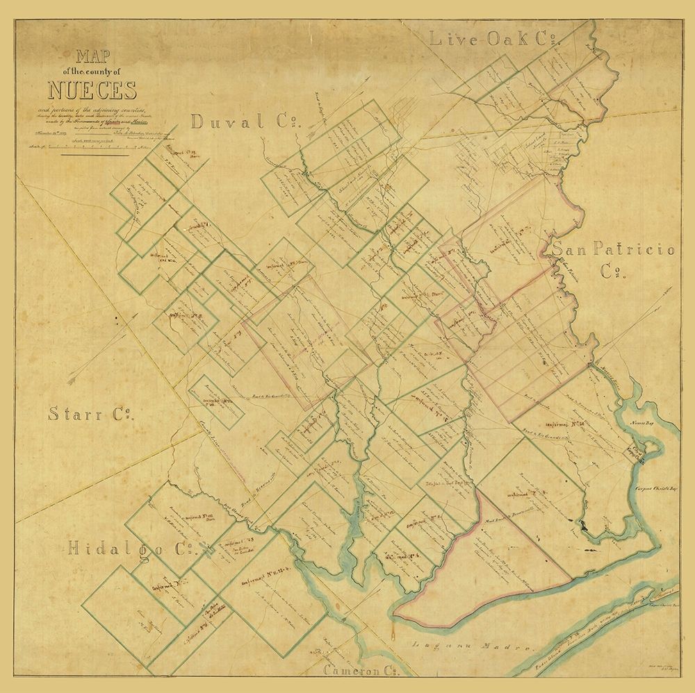 Nueces County Texas - Blucher 1859 art print by Blucher for $57.95 CAD