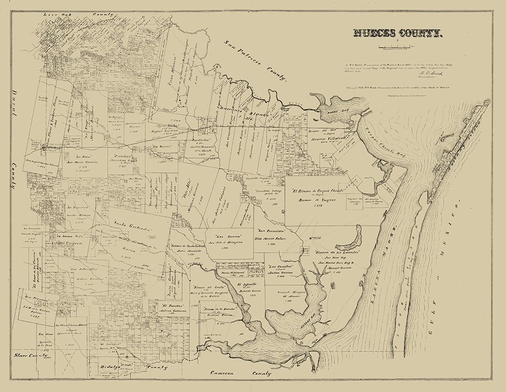 Nueces County Texas - Walsh 1879 art print by Walsh for $57.95 CAD
