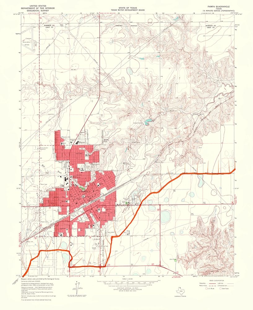 Pampa Texas Quad - USGS 1968 art print by USGS for $57.95 CAD