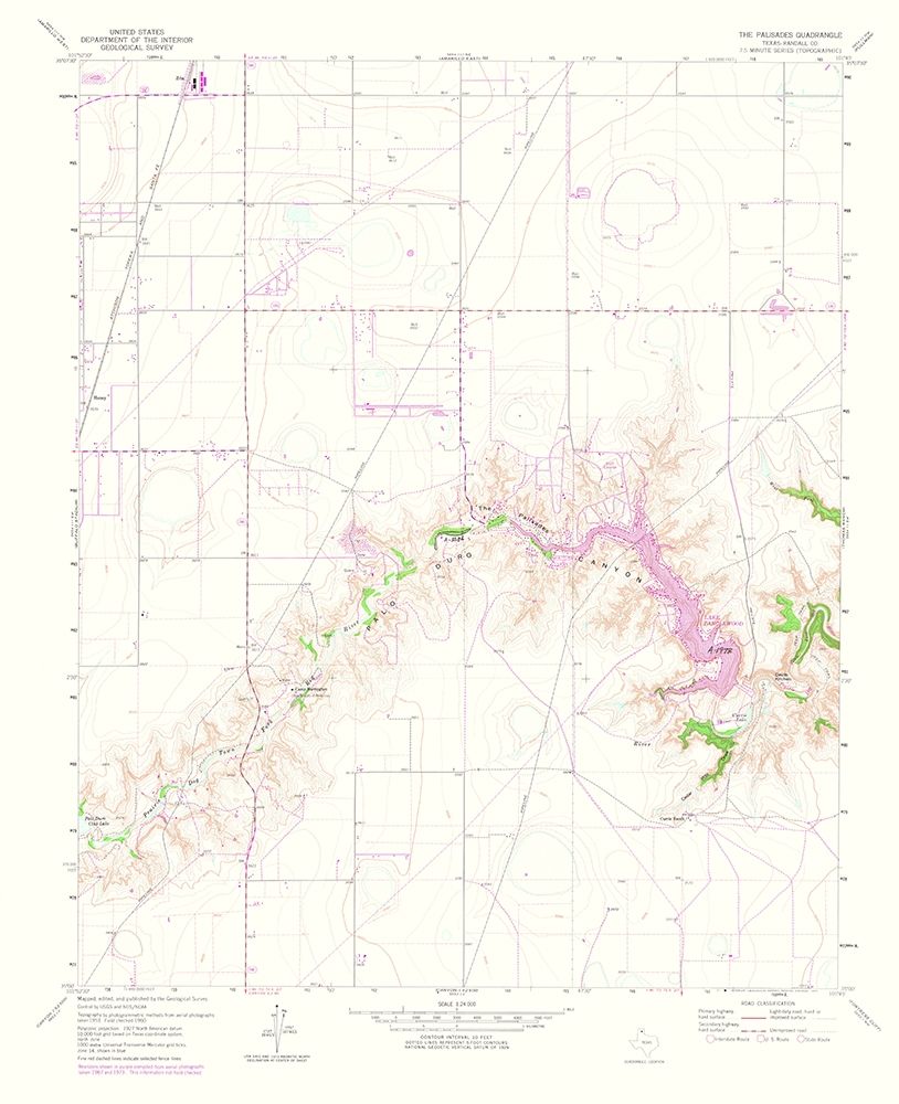 Palisades Texas Quad - USGS 1975 art print by USGS for $57.95 CAD