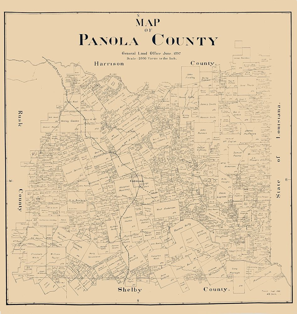 Panola County Texas - Smith 1897 art print by Smith for $57.95 CAD