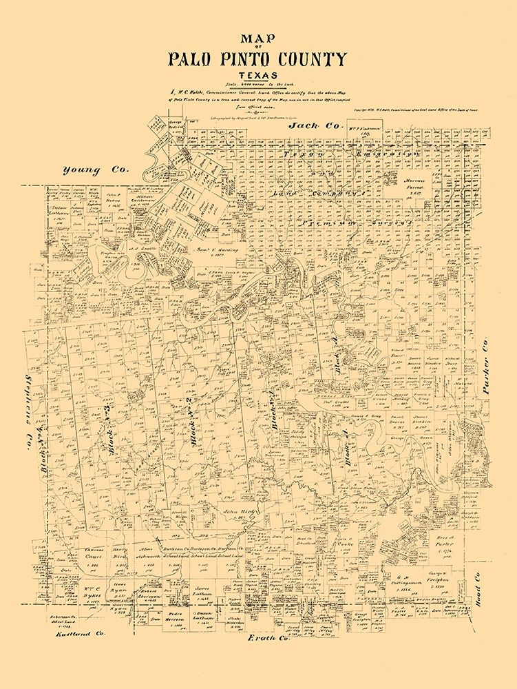 Palo Pinto County Texas - Walsh 1879 art print by Walsh for $57.95 CAD