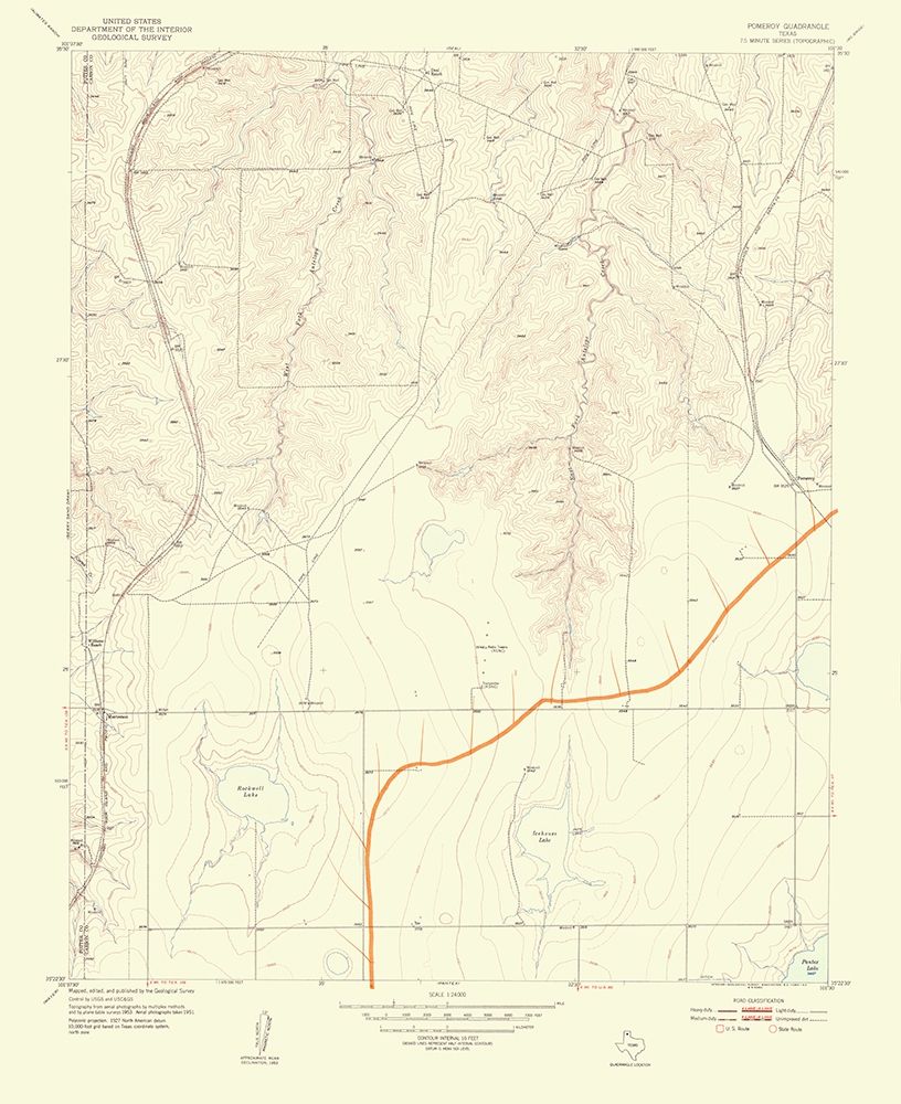 Pomeroy Texas Quad - USGS 1954 art print by USGS for $57.95 CAD