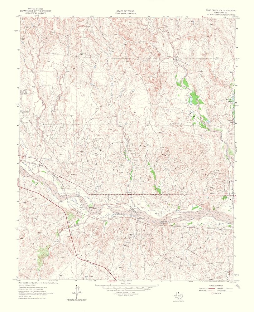 Pond Creek Northwest Texas Quad - USGS 1965 art print by USGS for $57.95 CAD
