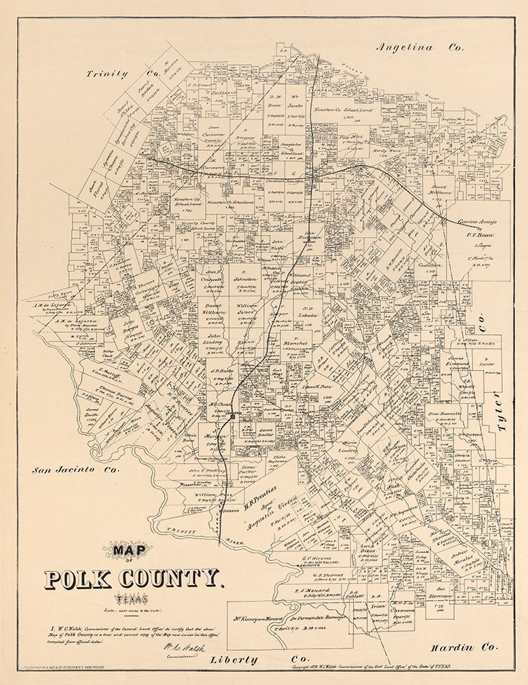 Polk County Texas - Walsh 1879 art print by Walsh for $57.95 CAD