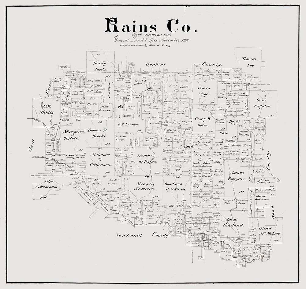 Rains County Texas - Maxcy 1888 art print by Maxcy for $57.95 CAD