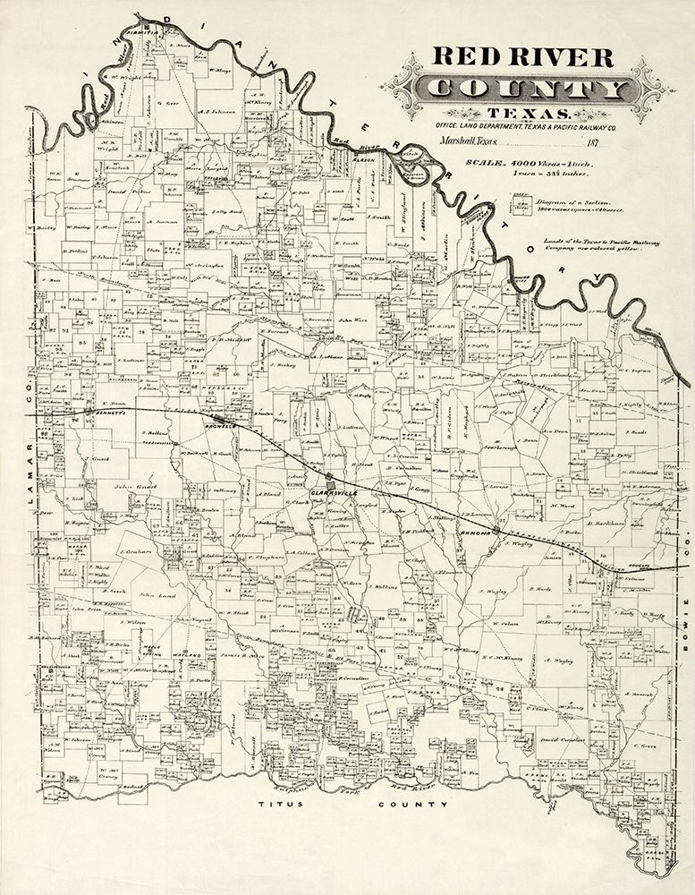 Red River County Texas -1870 art print by Unknown for $57.95 CAD