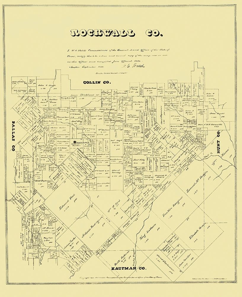 Rockwall Texas Landowner - Land Office 1880 art print by Land Office for $57.95 CAD