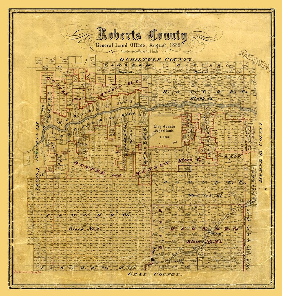 Roberts County Texas - Hausmann 1889 art print by Hausmann for $57.95 CAD