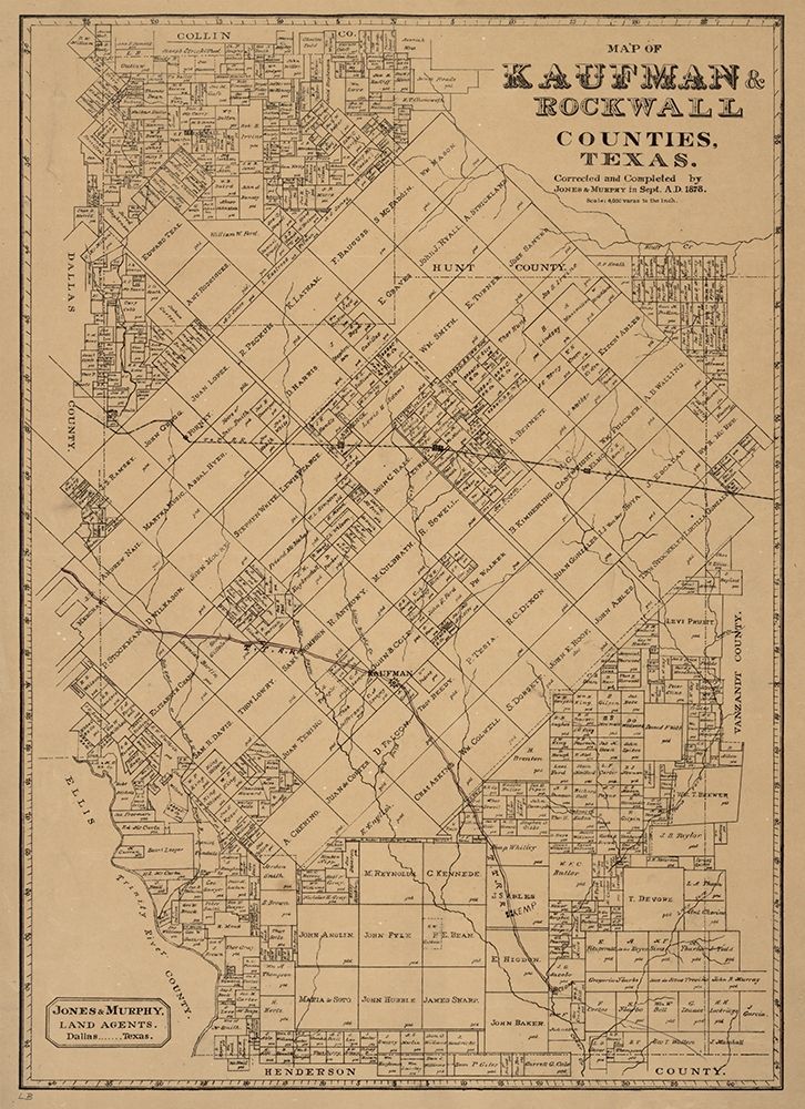 Kaufman, Rockwall County Texas - JonesandMurphy 1878 art print by Unknown for $57.95 CAD