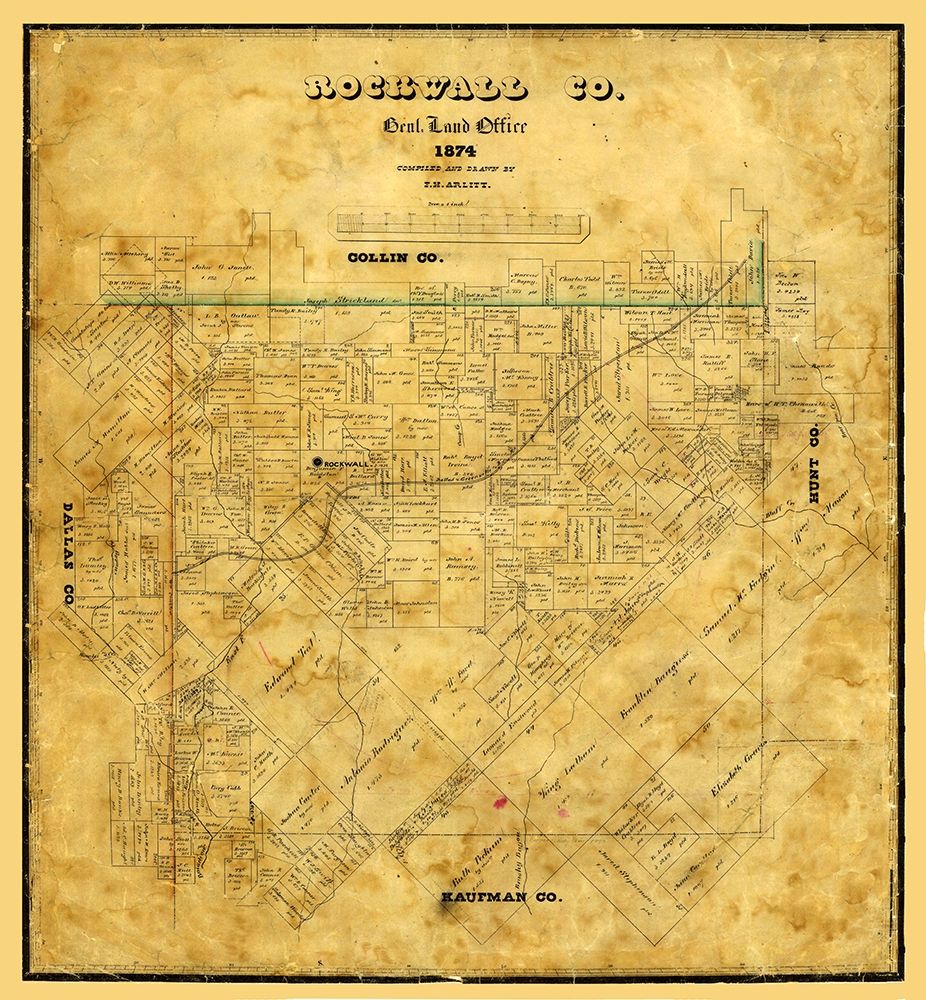 Rockwall County Texas - Arlitt 1874 art print by Arlitt for $57.95 CAD