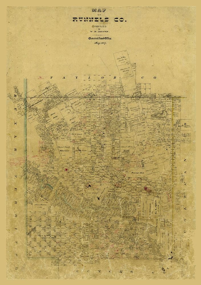 Runnels County Texas - Brown 1867 art print by Brown for $57.95 CAD