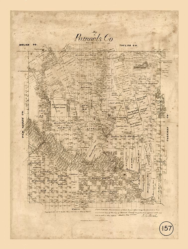 Runnels County Texas - Walsh 1879 art print by Walsh for $57.95 CAD