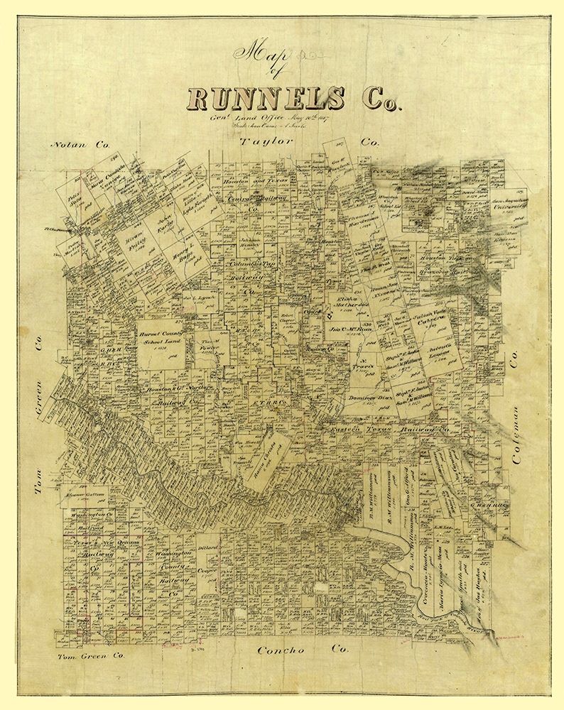 Runnels County Texas -1887 art print by Unknown for $57.95 CAD