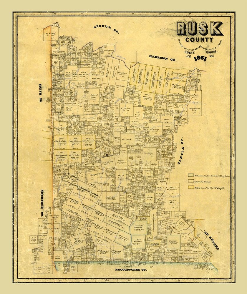 Rusk County Texas - Pressler 1861 art print by Pressler for $57.95 CAD