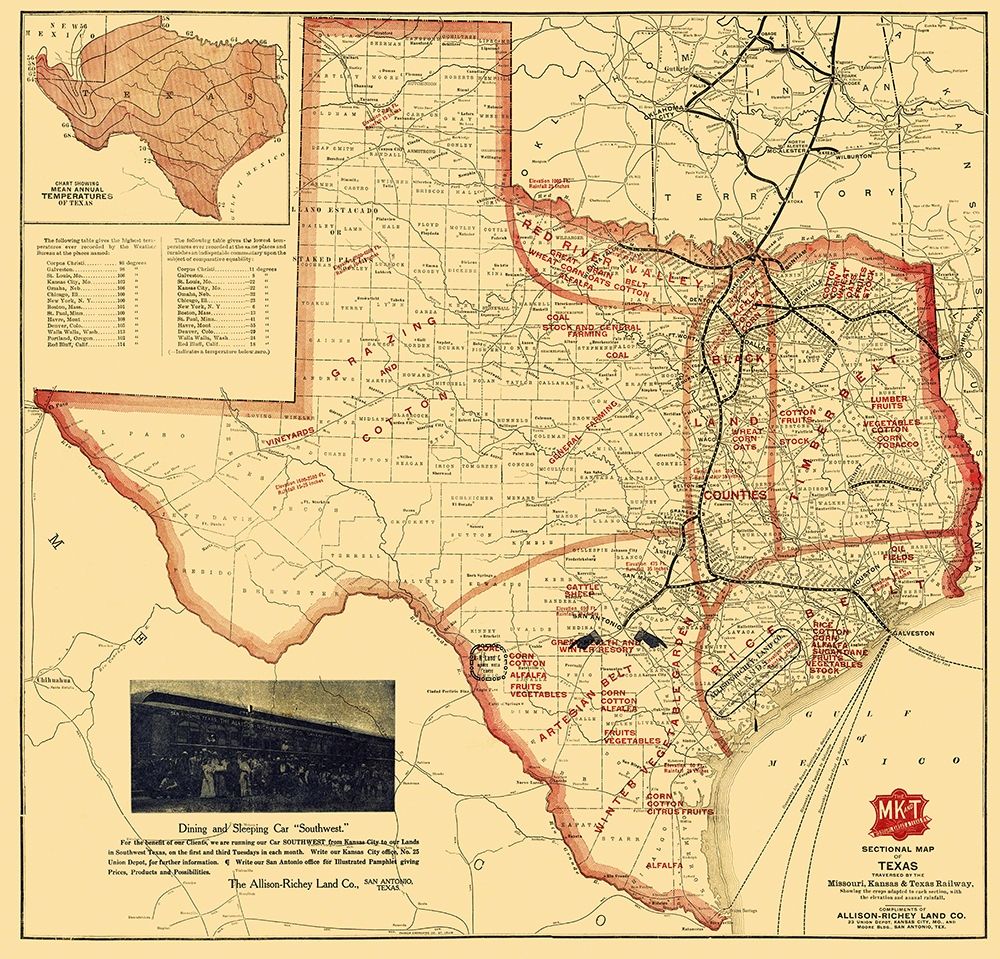 Missouri, Kansas and Texas Railroad - Parker 1907 art print by Parker for $57.95 CAD
