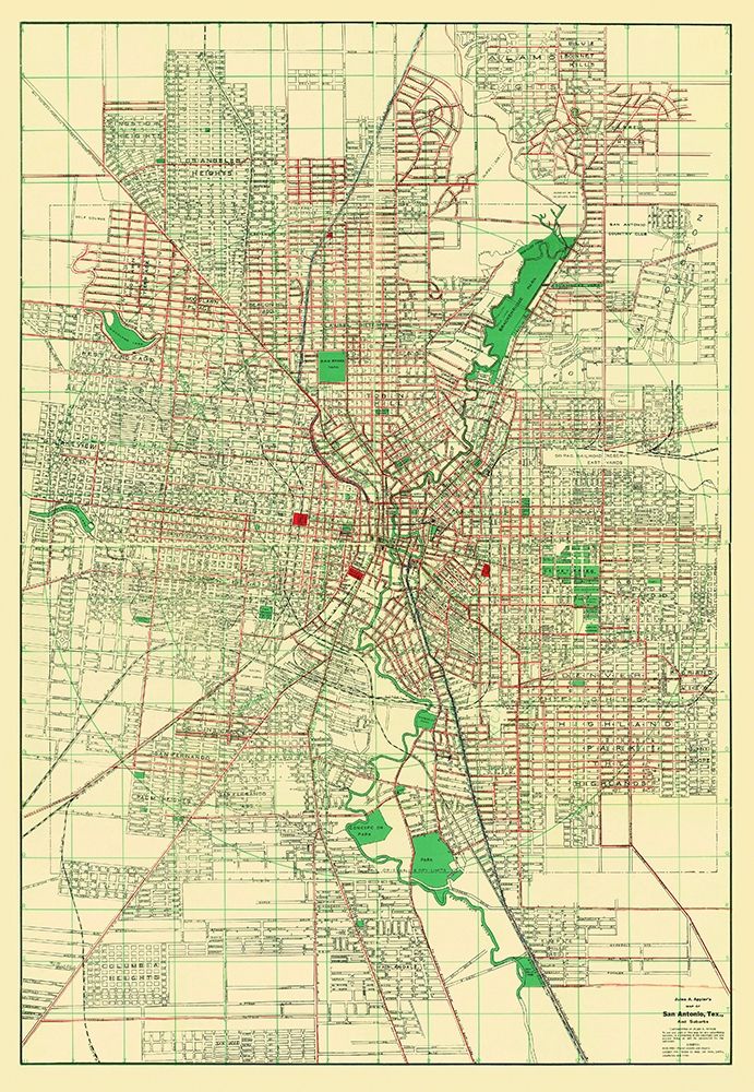 San Antonio Texas - Appler 1900 art print by Appler for $57.95 CAD