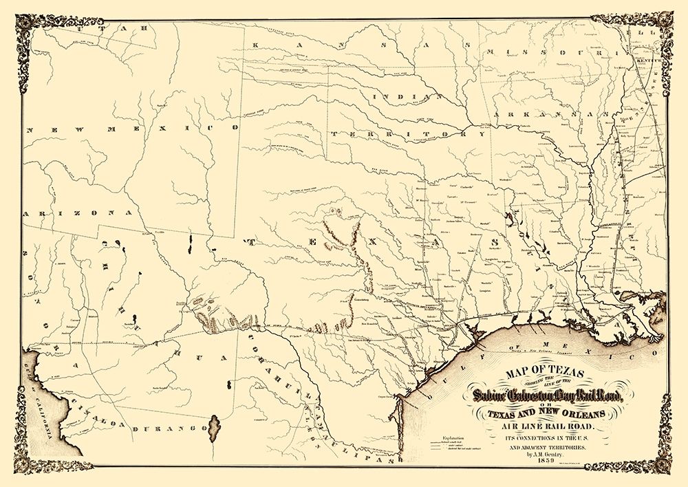 Sabine and Galveston Bay Railroad - Gentry 1859 art print by Gentry for $57.95 CAD