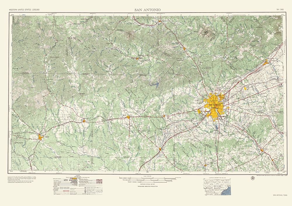 San Antonio Texas Quad - USGS 1957 art print by USGS for $57.95 CAD