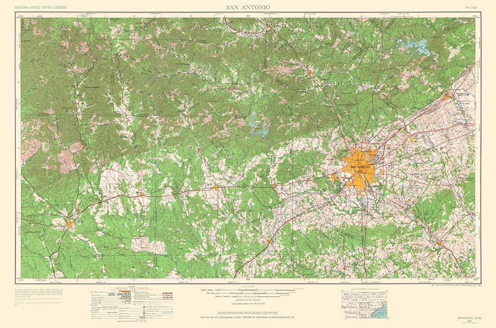 San Antonio Texas Quad - USGS 1964 art print by USGS for $57.95 CAD