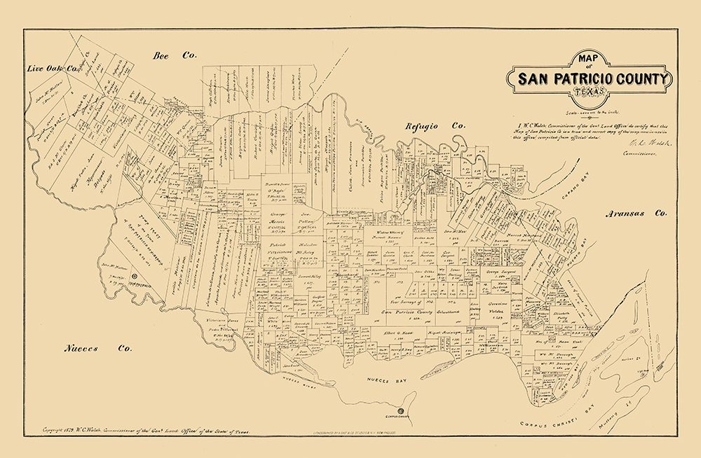 San Patricio County Texas - Walsh 1879 art print by Walsh for $57.95 CAD