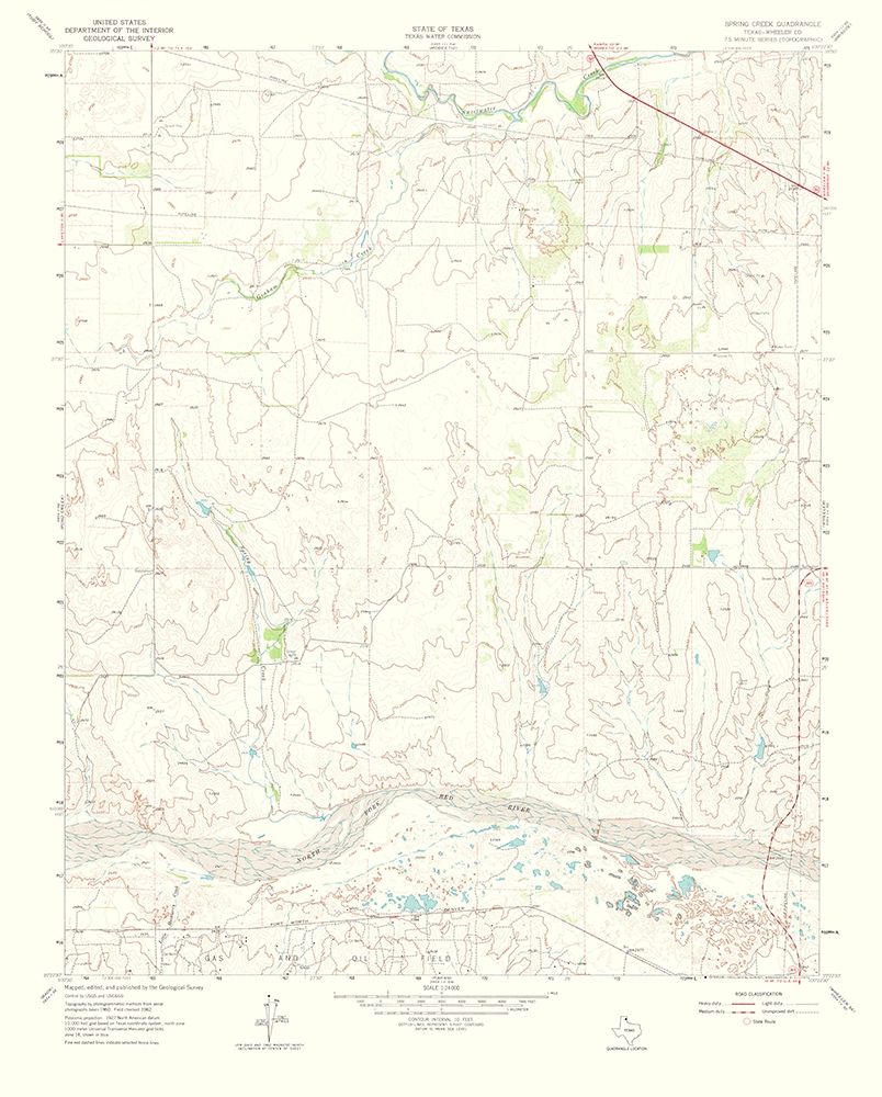 Spring Creek Texas Quad - USGS 1973 art print by USGS for $57.95 CAD