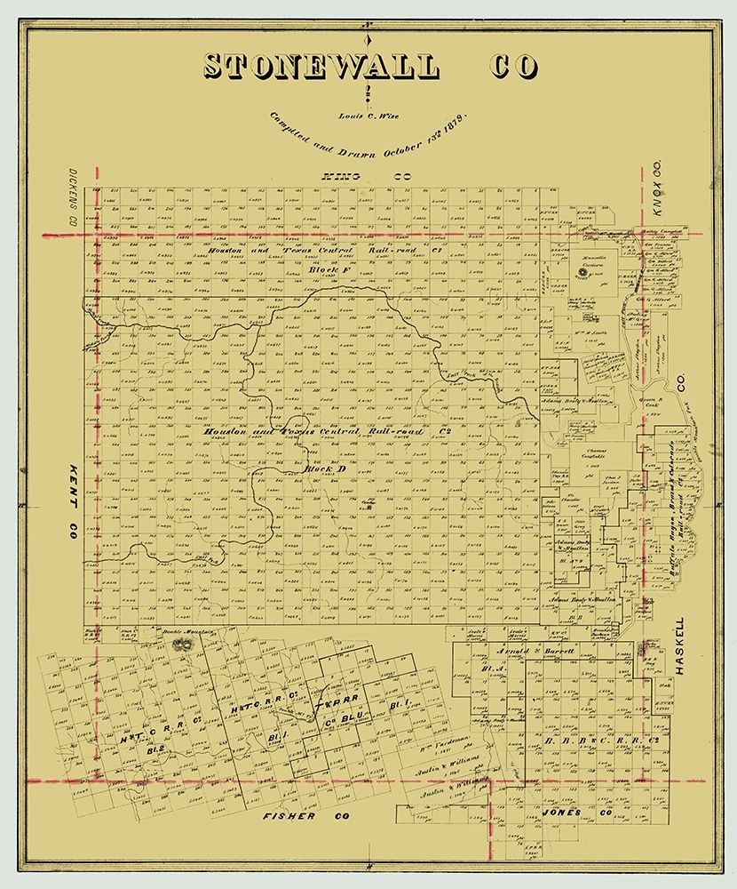 Stonewall County Texas - Wise 1879 art print by Wise for $57.95 CAD