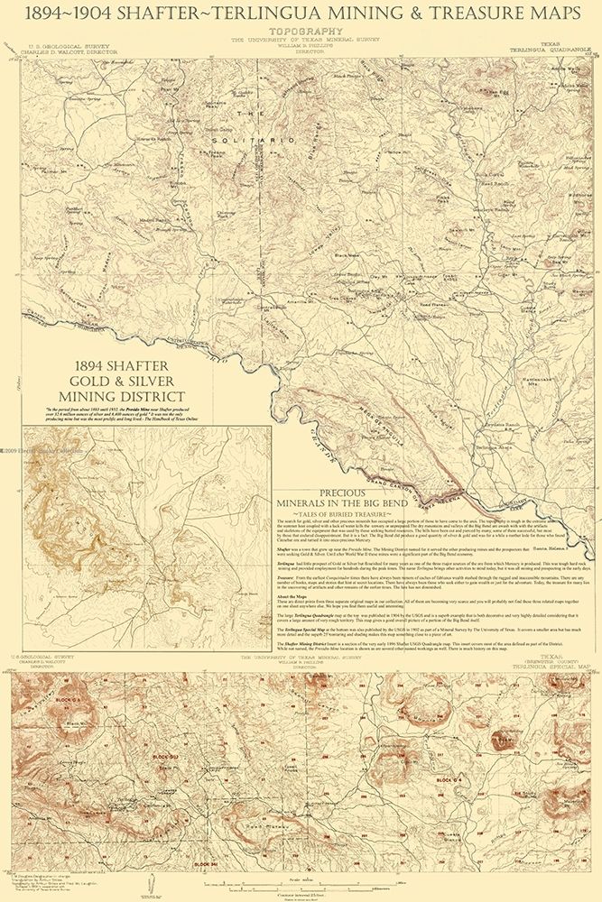 Shafter Terlingua Texas Mining Treasures Quad art print by USGS for $57.95 CAD