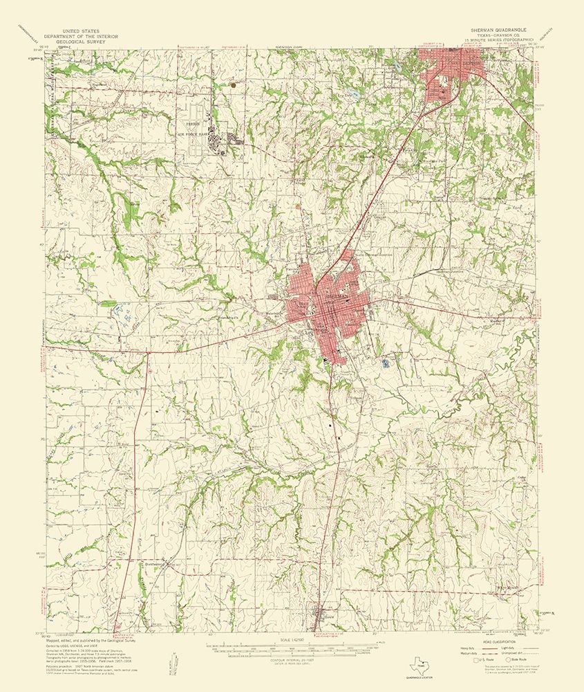 Sherman Texas Quad - USGS 1959 art print by USGS for $57.95 CAD
