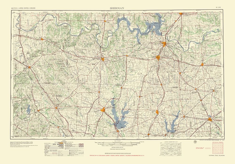 Sherman Texas Quad - USGS 1954 art print by USGS for $57.95 CAD