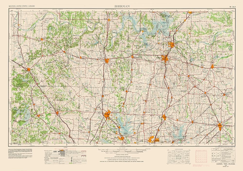 Sherman Texas Quad - USGS 1954 art print by USGS for $57.95 CAD