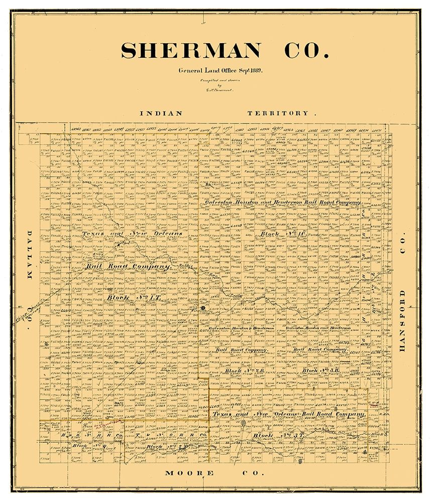 Sherman County Texas - Beaumont 1889 art print by Beaumont for $57.95 CAD