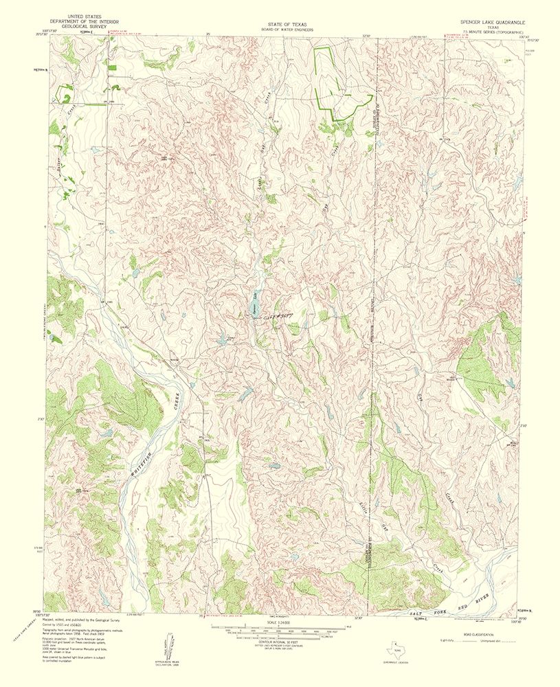 Spencer Lake Texas Quad - USGS 1960 art print by USGS for $57.95 CAD