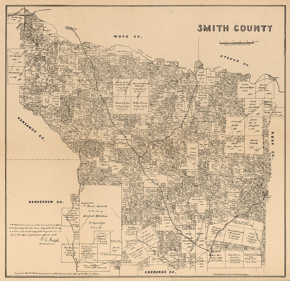 Smith County Texas - Wildort 1905 art print by Wildort for $57.95 CAD