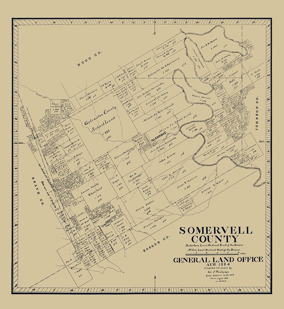 Somervell County Texas - Theilepape 1884 art print by Thielepape for $57.95 CAD