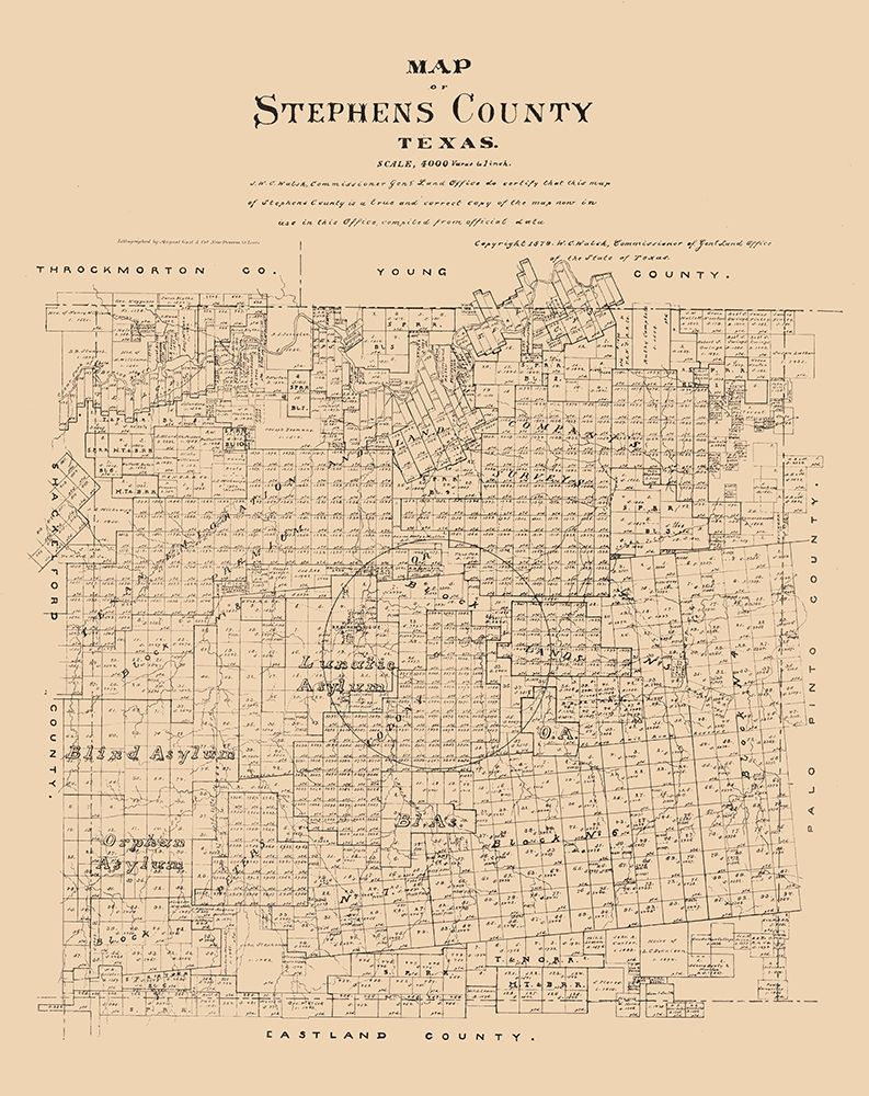 Stephens County Texas - Walsh 1879 art print by Walsh for $57.95 CAD