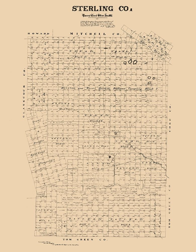 Sterling County Texas - McGaughey 1892 art print by McGaughey for $57.95 CAD