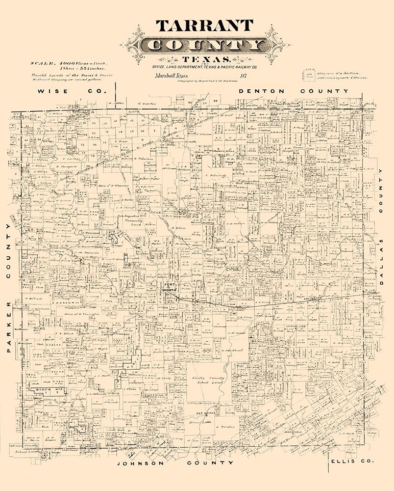 Tarrant County Texas - Gast 1870 art print by Gast for $57.95 CAD