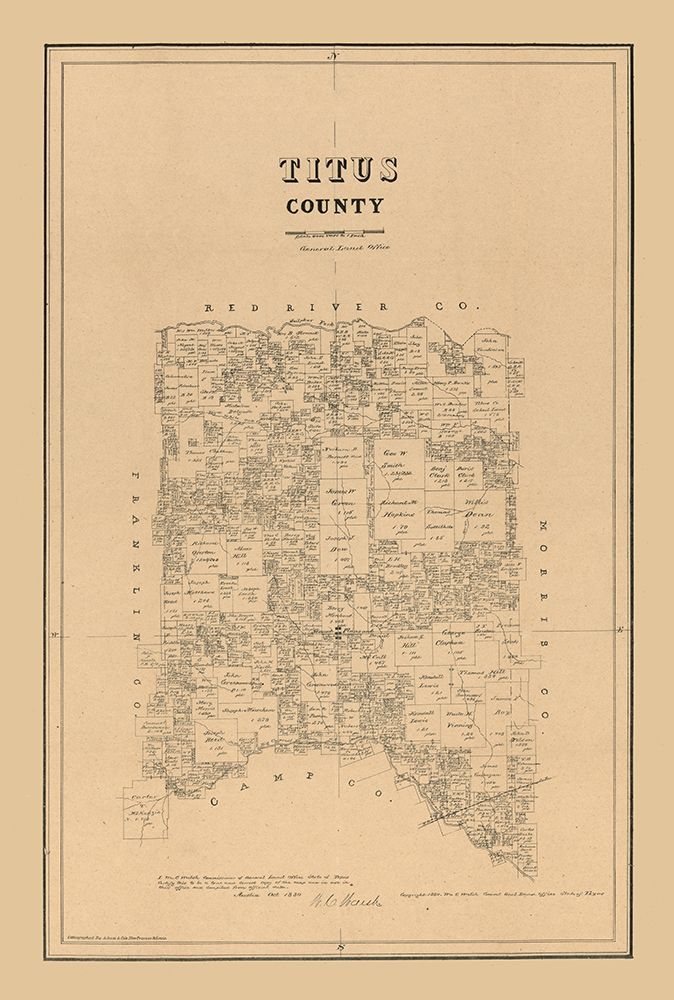Titus County Texas - Walsh 1880 art print by Walsh for $57.95 CAD