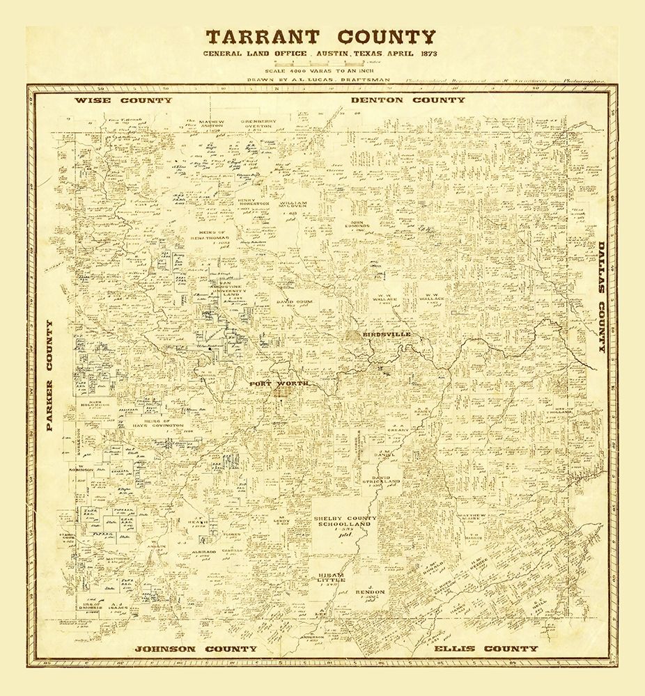 Tarrant County Texas - Lucas 1873 art print by Lucas for $57.95 CAD
