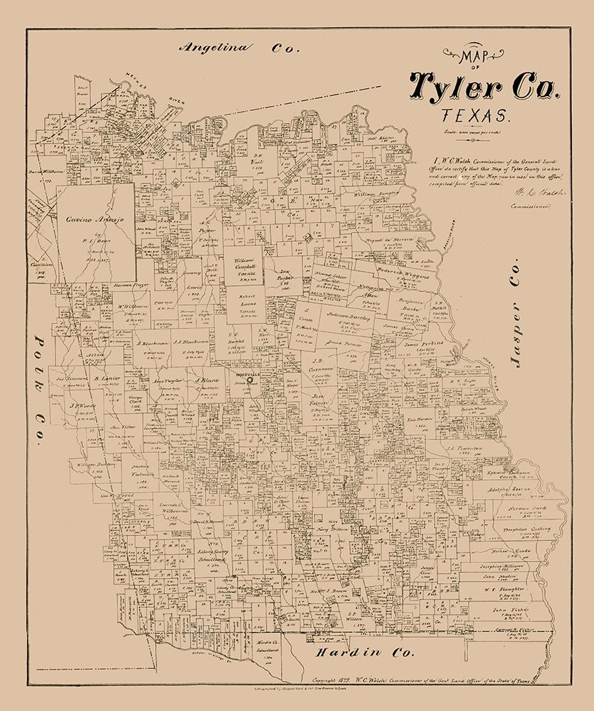 Tyler County Texas - Walsh 1879 art print by Walsh for $57.95 CAD