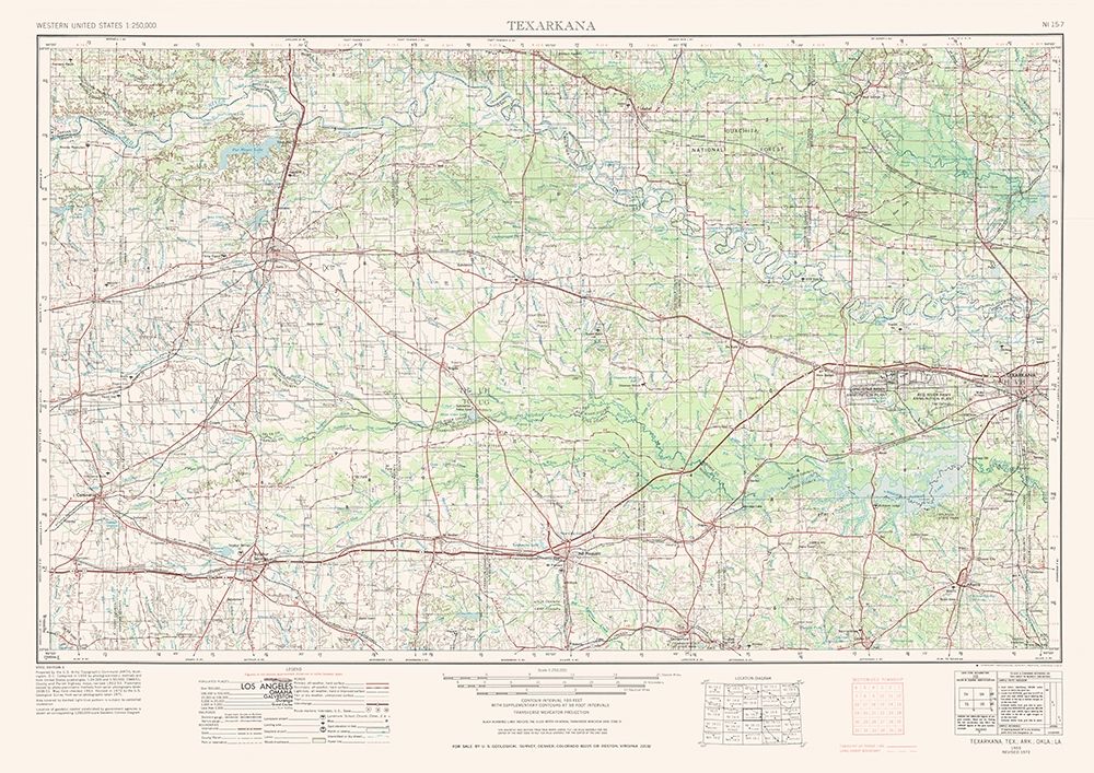 Texarkana Texas Quad - USGS 1953 art print by USGS for $57.95 CAD